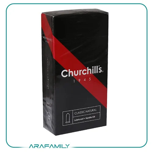 کاندوم با فرم بدنه ساده چرچیلز حاوی اسانس وانیل و روان کننده 12 عدد