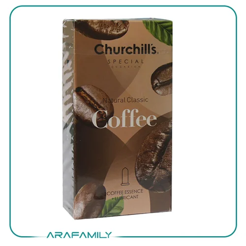 کاندوم با فرم بدنه ساده قهوه چرچیلز حاوی ژل روان کننده 12 عدد