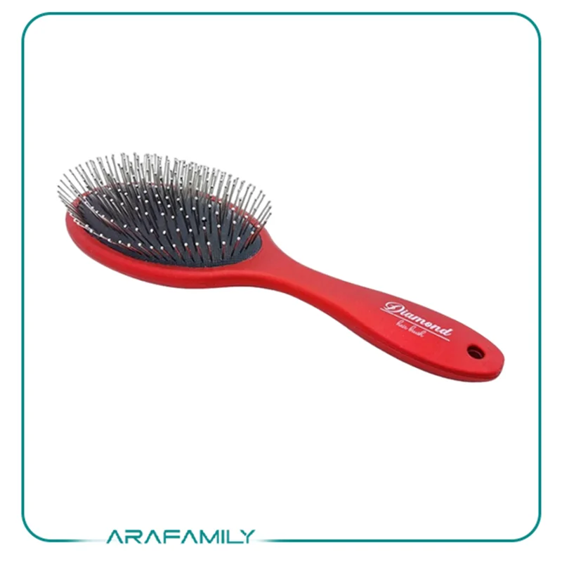 برس مو دسته تخت بیضی گلدن دیاموند سوزن فلزی ساده