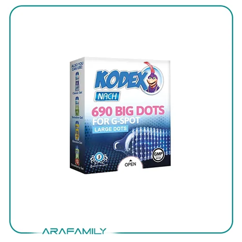 کاندوم ناچ کدکس مدل BIG DOTS بسته 3 عددی