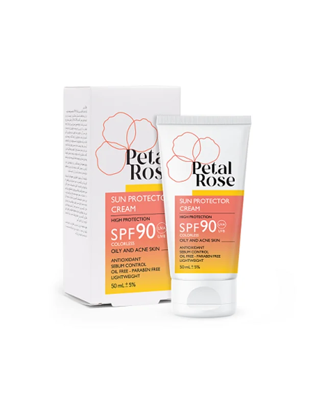 کرم ضدآفتاب پتال رز مناسب پوست چرب و مستعد جوش SPF90 (بدون رنگ) 50mL