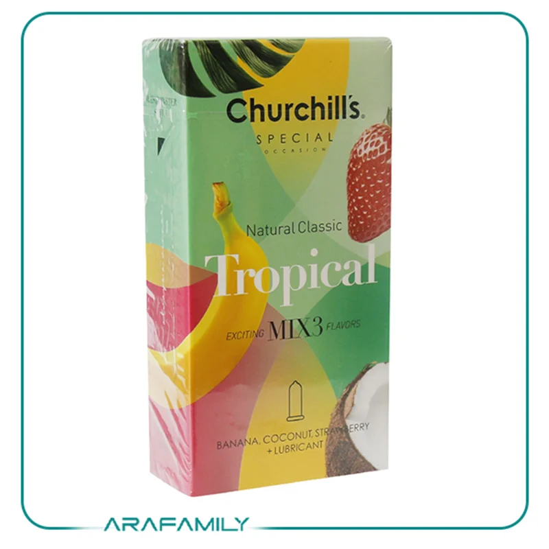 کاندوم میوه ای چرچیلز با فرم بدنه ساده 12 عدد