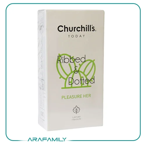 کاندوم خاردار حاوی روان کننده چرچیلز مدل Pleasure her بسته 12 عددی